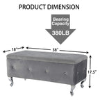 Banc de rangement en similicuir noir / gris / argent / blanc avec boutons en cristal — 1 personne