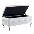 Banc de rangement en similicuir noir / gris / argent / blanc avec boutons en cristal — 1 personne