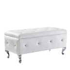 Banc de rangement en similicuir noir / gris / argent / blanc avec boutons en cristal — 1 personne