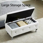 Banc de rangement en similicuir noir / gris / argent / blanc avec boutons en cristal — 1 personne