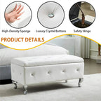 Banc de rangement en similicuir noir / gris / argent / blanc avec boutons en cristal — 1 personne