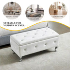 Banc de rangement en similicuir noir / gris / argent / blanc avec boutons en cristal — 1 personne