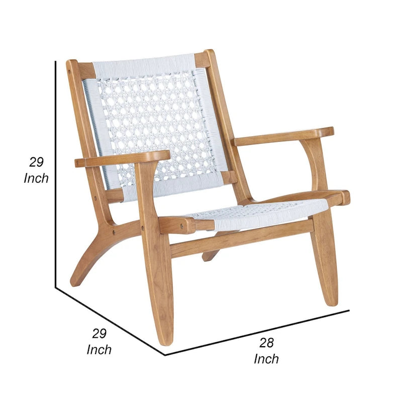 Fauteuil d'appoint tissé en corde hexagonale gris et marron, 1 place