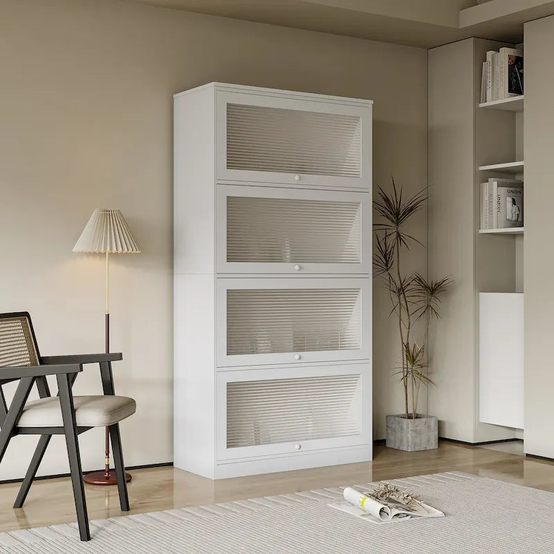 Meuble de rangement à porte vitrée (blanc/marron) — Polyvalent, Usage unique