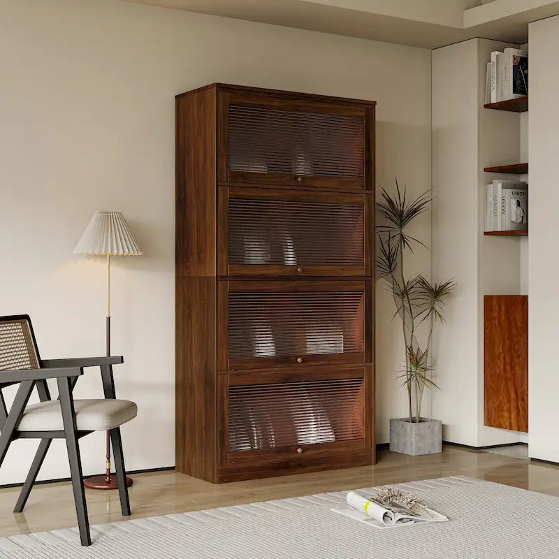 Meuble de rangement à porte vitrée (blanc/marron) — Polyvalent, Usage unique