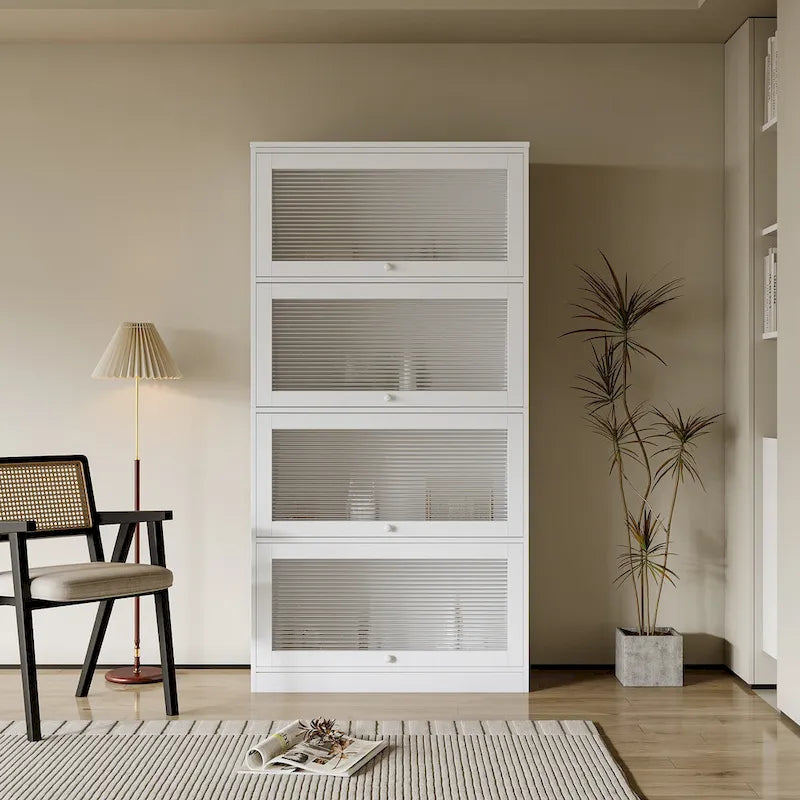 Meuble de rangement à porte vitrée (blanc/marron) — Polyvalent, Usage unique