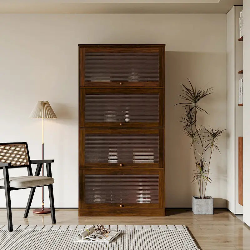 Meuble de rangement à porte vitrée (blanc/marron) — Polyvalent, Usage unique