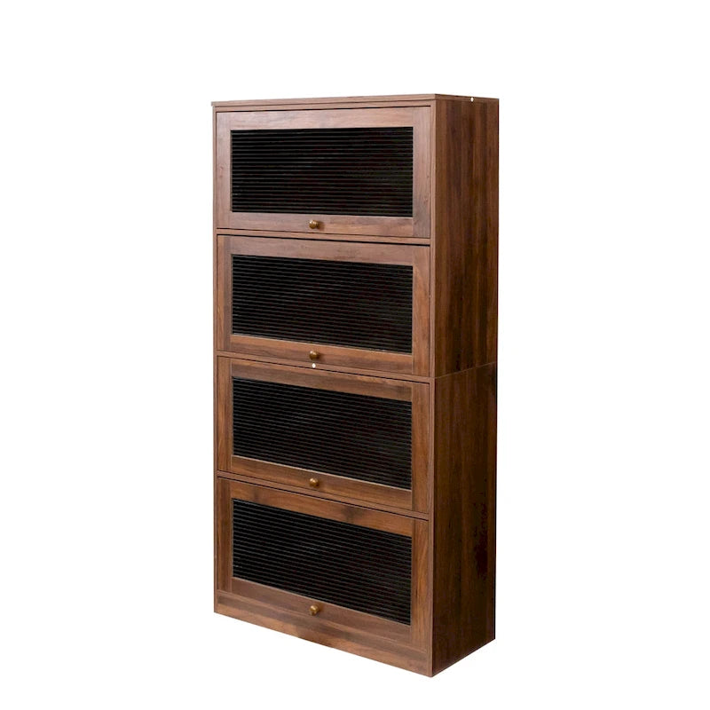 Meuble de rangement à porte vitrée (blanc/marron) — Polyvalent, Usage unique