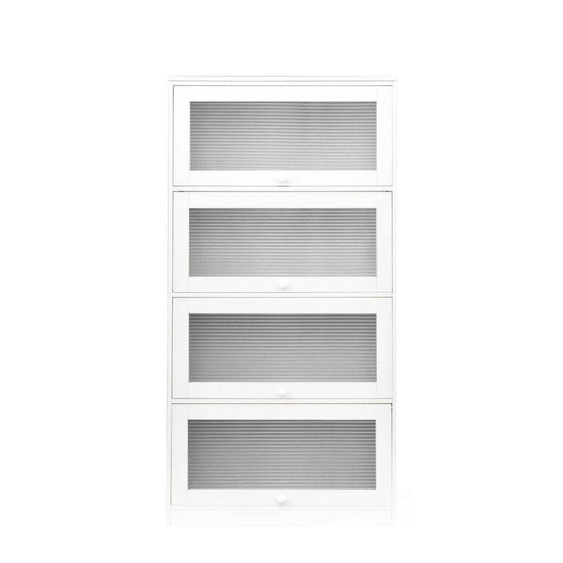 Meuble de rangement à porte vitrée (blanc/marron) — Polyvalent, Usage unique
