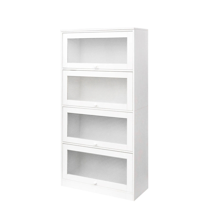 Meuble de rangement à porte vitrée (blanc/marron) — Polyvalent, Usage unique