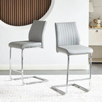 Tabouret de bar en cuir gris clair avec structure chromée – Lot de 2