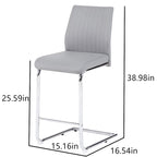 Tabouret de bar en cuir gris clair avec structure chromée – Lot de 2