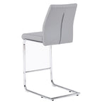 Tabouret de bar en cuir gris clair avec structure chromée – Lot de 2