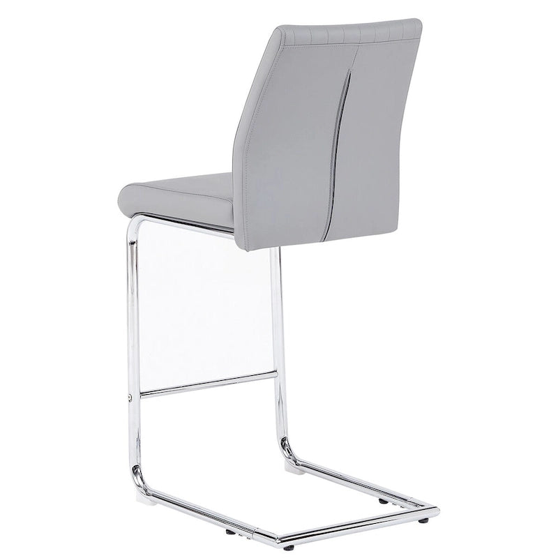Tabouret de bar en cuir gris clair avec structure chromée – Lot de 2