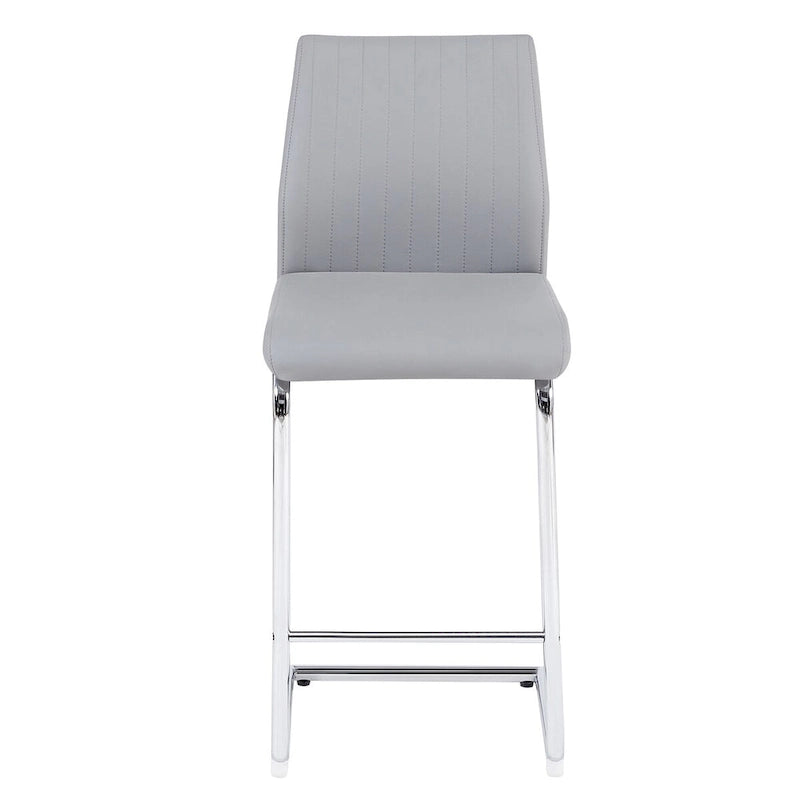 Tabouret de bar en cuir gris clair avec structure chromée – Lot de 2