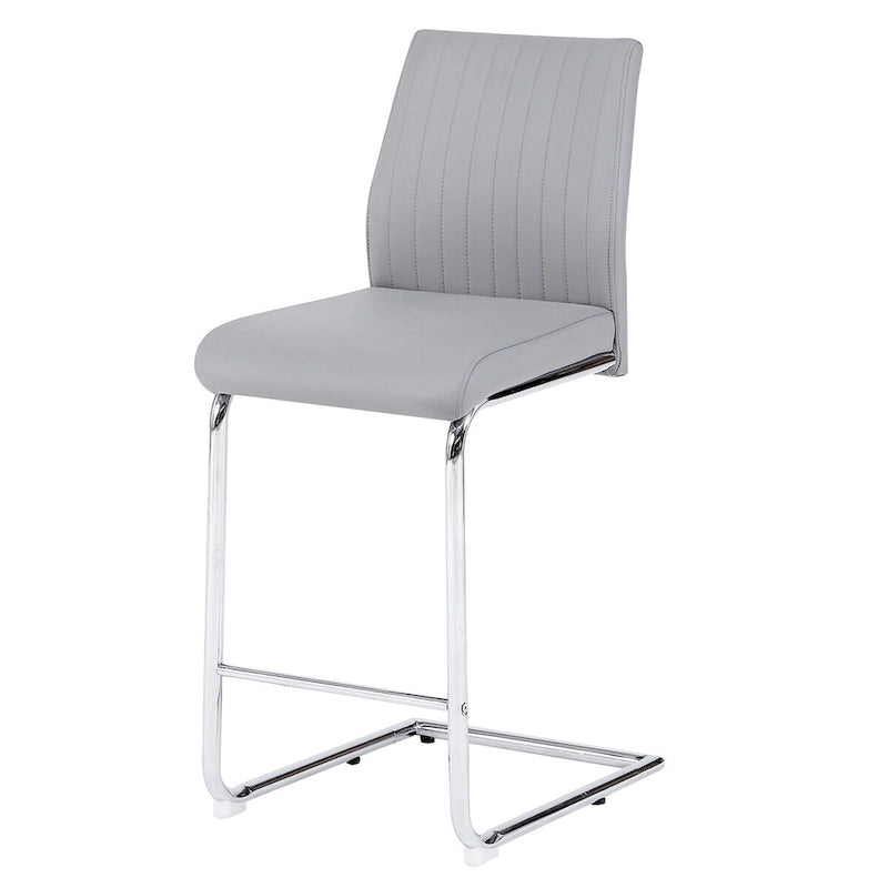 Tabouret de bar en cuir gris clair avec structure chromée – Lot de 2