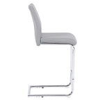 Tabouret de bar en cuir gris clair avec structure chromée – Lot de 2