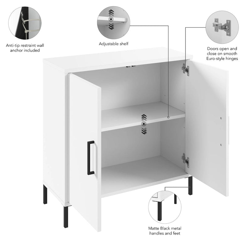 Meuble bas de rangement blanc avec portes, 1 personne