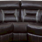 Canapé sectionnel inclinable électrique réversible marron, 3 places, en similicuir
