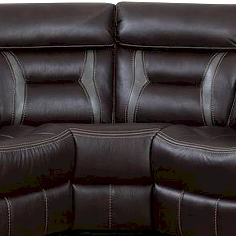Canapé sectionnel inclinable électrique réversible marron, 3 places, en similicuir