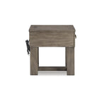 Table d'appoint à placage marron grisâtre/blanc – Simple