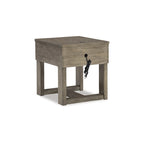 Table d'appoint à placage marron grisâtre/blanc – Simple