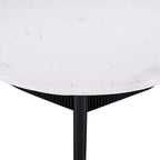Table basse socle plateau marbre blanc, piètement bois noir, 1 pièce