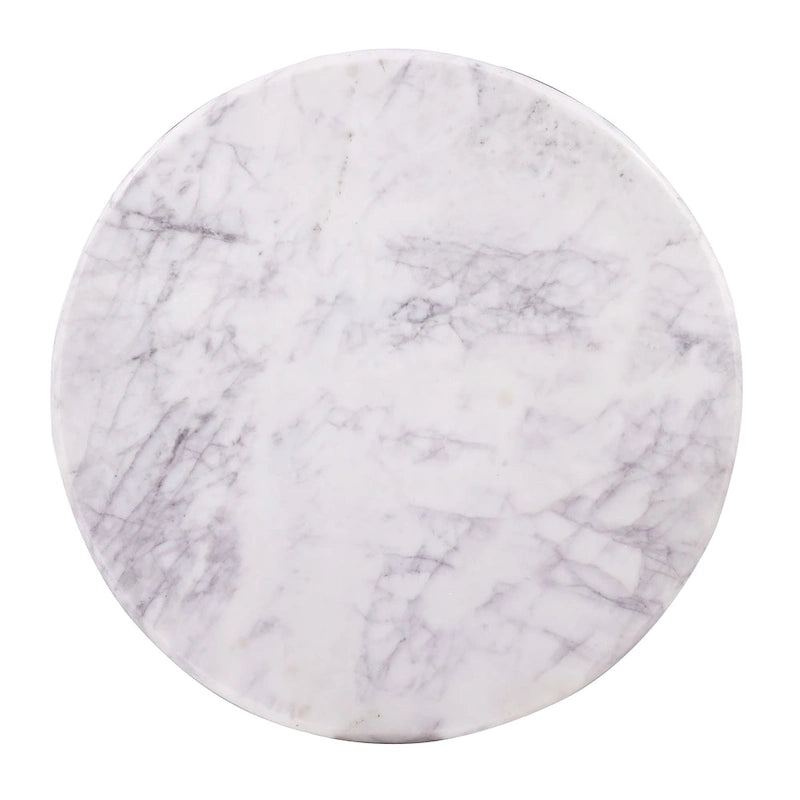 Table basse socle plateau marbre blanc, piètement bois noir, 1 pièce