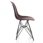 Chaise de salle à manger moderne du milieu du siècle en bois marron avec pieds Eiffel en acier noir, 1 place