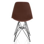Chaise de salle à manger moderne du milieu du siècle en bois marron avec pieds Eiffel en acier noir, 1 place