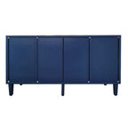 Buffet 2 portes 3 tiroirs bleu marine avec détails sculptés