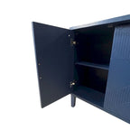 Buffet 2 portes 3 tiroirs bleu marine avec détails sculptés