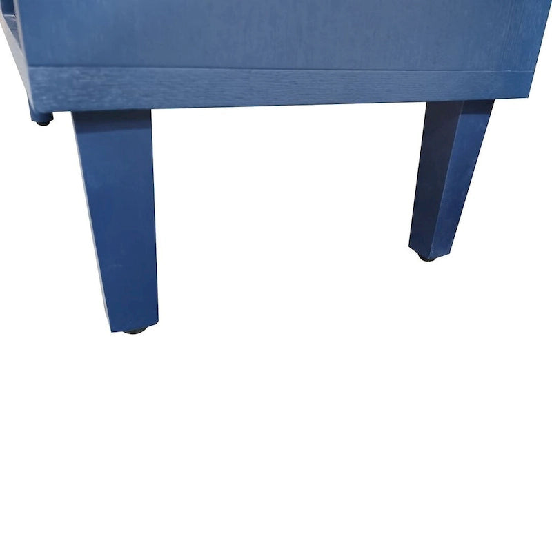 Buffet 2 portes 3 tiroirs bleu marine avec détails sculptés