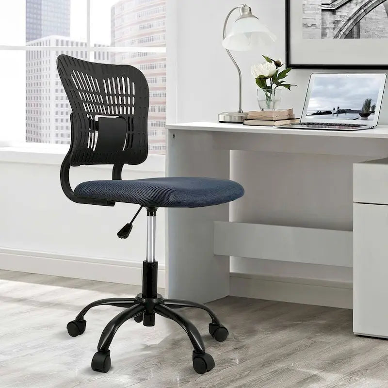 Fauteuil de bureau en maille sans accoudoirs, blanc/noir, hauteur réglable, une place