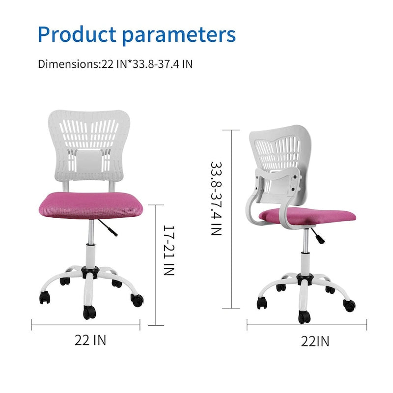 Fauteuil de bureau en maille sans accoudoirs, blanc/noir, hauteur réglable, une place