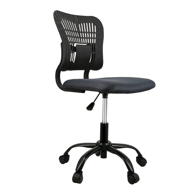 Fauteuil de bureau en maille sans accoudoirs, blanc/noir, hauteur réglable, une place