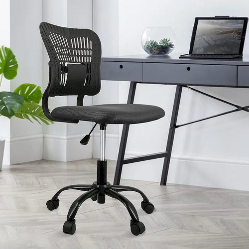 Fauteuil de bureau en maille sans accoudoirs, blanc/noir, hauteur réglable, une place