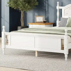 Lit Queen Size, tête de lit et pied de lit rembourrés, blanc/cerisier, pour 2