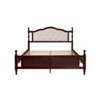 Lit Queen Size, tête de lit et pied de lit rembourrés, blanc/cerisier, pour 2