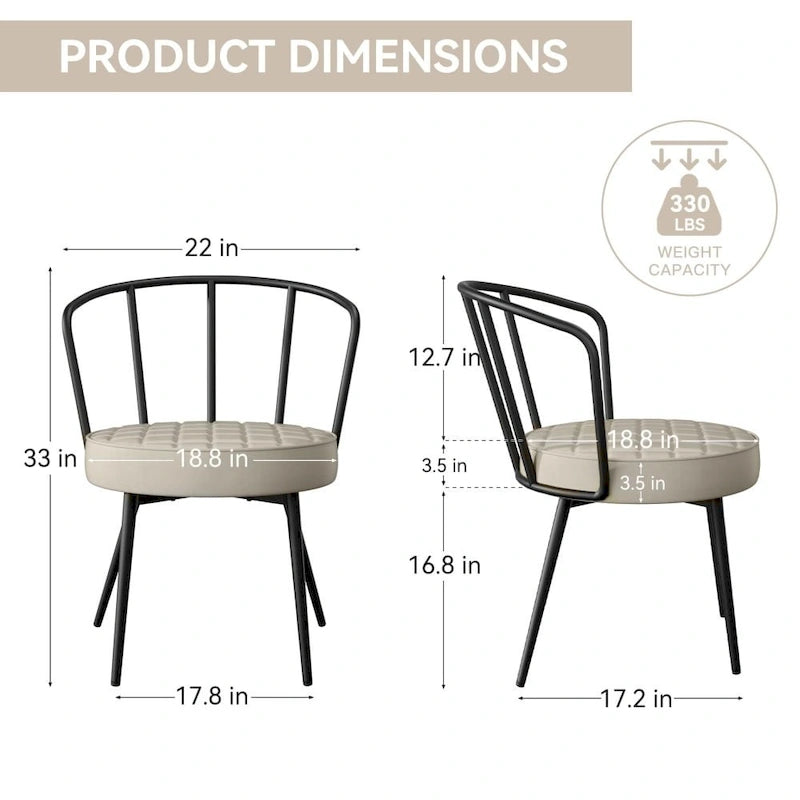 Chaise de salle à manger en cuir vert/marron/beige/noir/gris avec pieds en métal — Lot de 2
