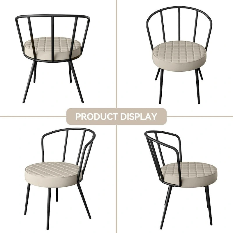 Chaise de salle à manger en cuir vert/marron/beige/noir/gris avec pieds en métal — Lot de 2