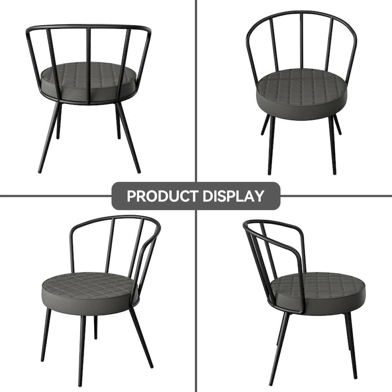 Chaise de salle à manger en cuir vert/marron/beige/noir/gris avec pieds en métal — Lot de 2