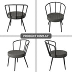 Chaise de salle à manger en cuir vert/marron/beige/noir/gris avec pieds en métal — Lot de 2
