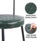 Chaise de salle à manger en cuir vert/marron/beige/noir/gris avec pieds en métal — Lot de 2