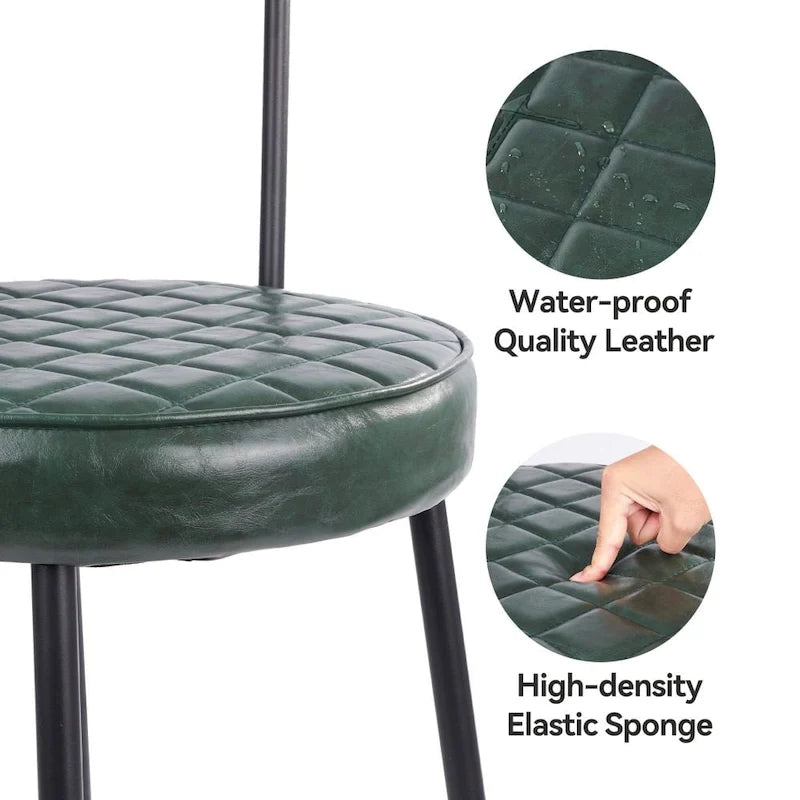 Chaise de salle à manger en cuir vert/marron/beige/noir/gris avec pieds en métal — Lot de 2