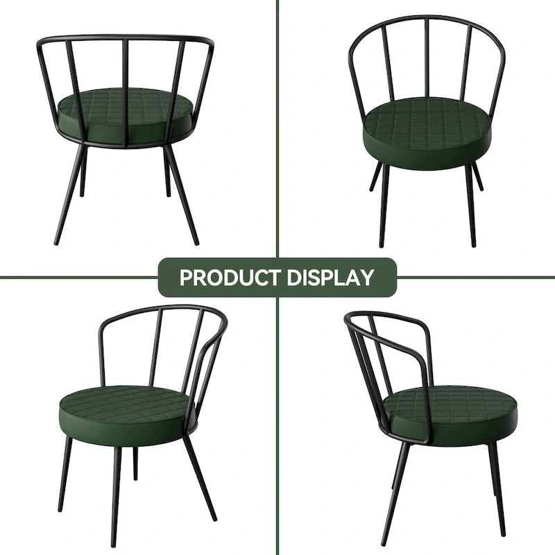 Chaise de salle à manger en cuir vert/marron/beige/noir/gris avec pieds en métal — Lot de 2