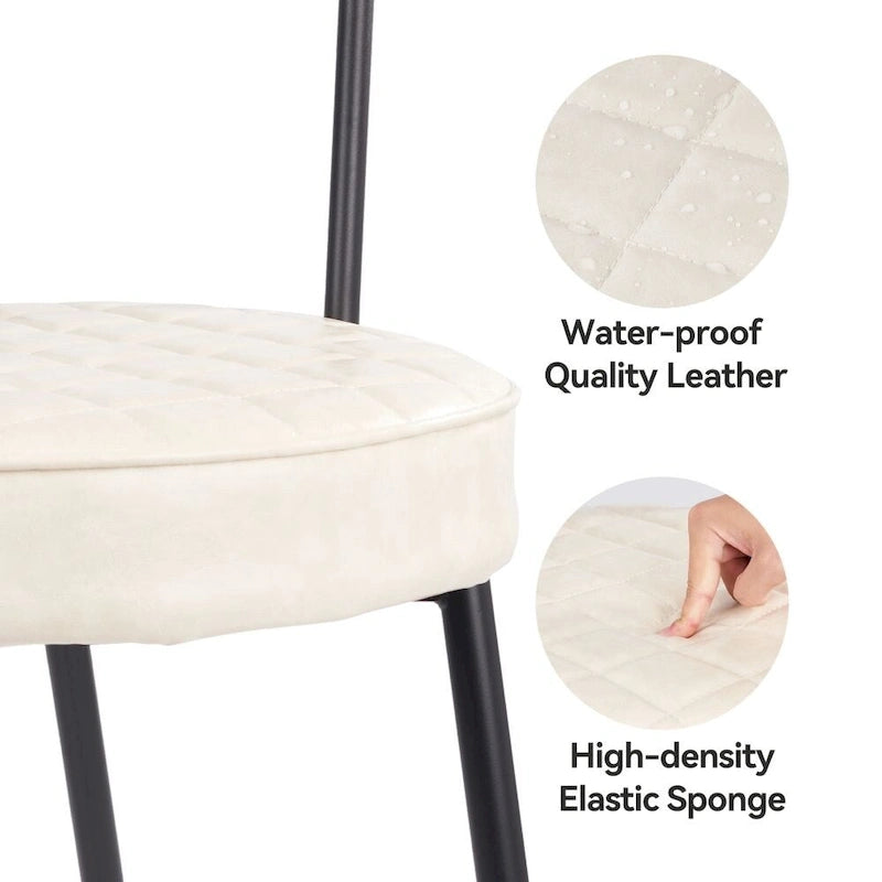Chaise de salle à manger en cuir vert/marron/beige/noir/gris avec pieds en métal — Lot de 2