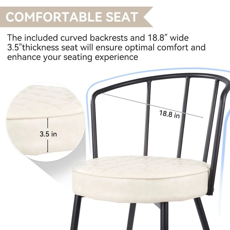 Chaise de salle à manger en cuir vert/marron/beige/noir/gris avec pieds en métal — Lot de 2