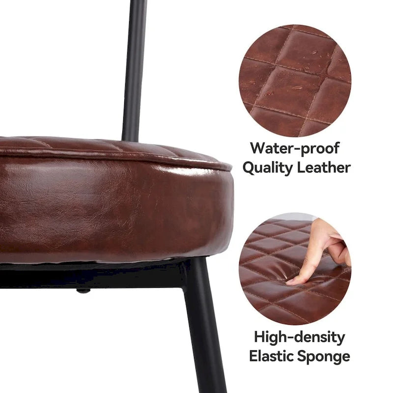 Chaise de salle à manger en cuir vert/marron/beige/noir/gris avec pieds en métal — Lot de 2