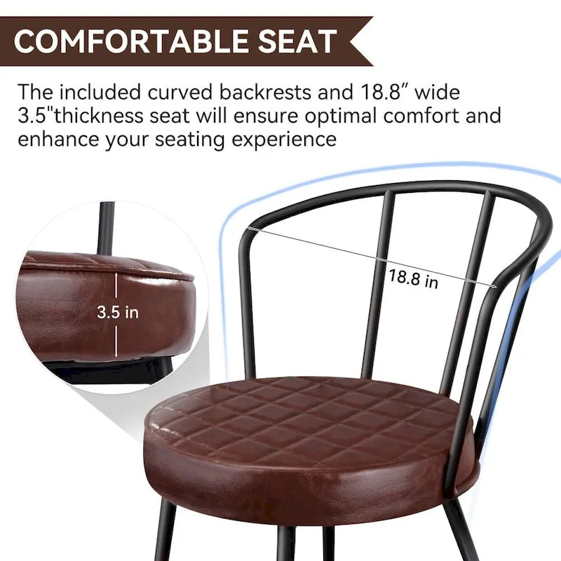 Chaise de salle à manger en cuir vert/marron/beige/noir/gris avec pieds en métal — Lot de 2